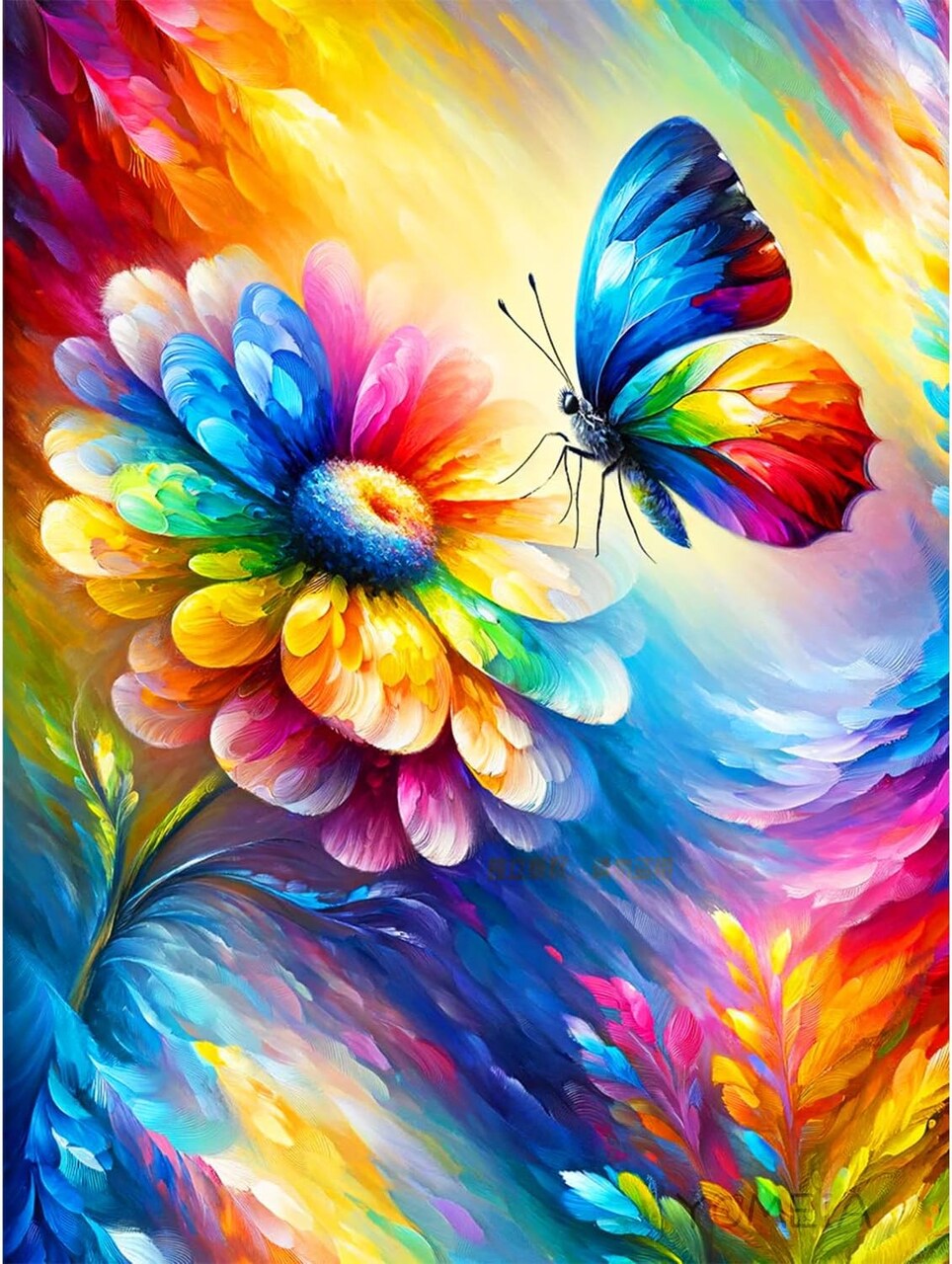 5D Diamond Painting Kits for Adults Full Drill Butterflies and Flowers Diamond Art Paint with Round Diamonds DIY Gem Painting Kit for Home Wall Decor